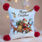 Premium Christmas Printed Cushion Cover with Santa & Reindeer