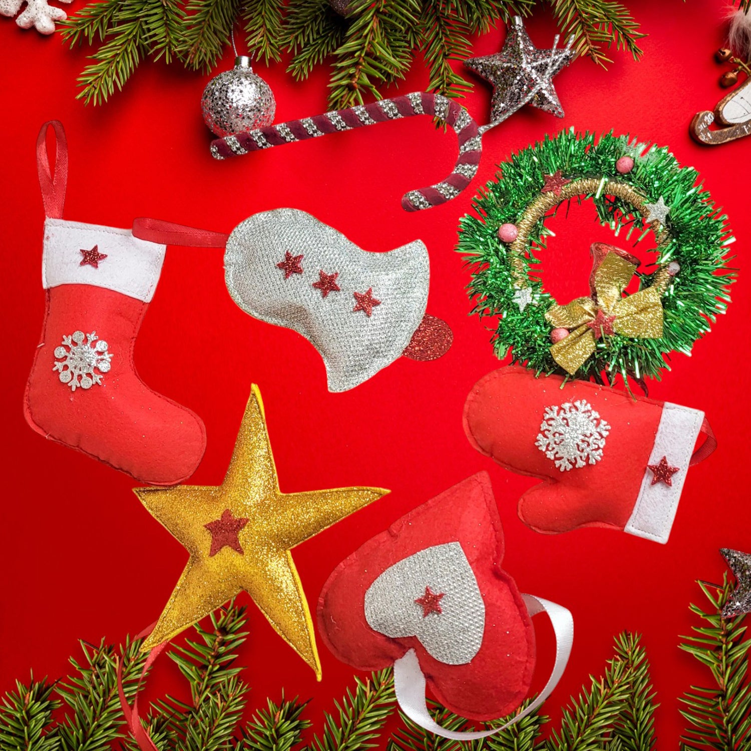 Premium Christmas Felt Gift Bag with Tree Design