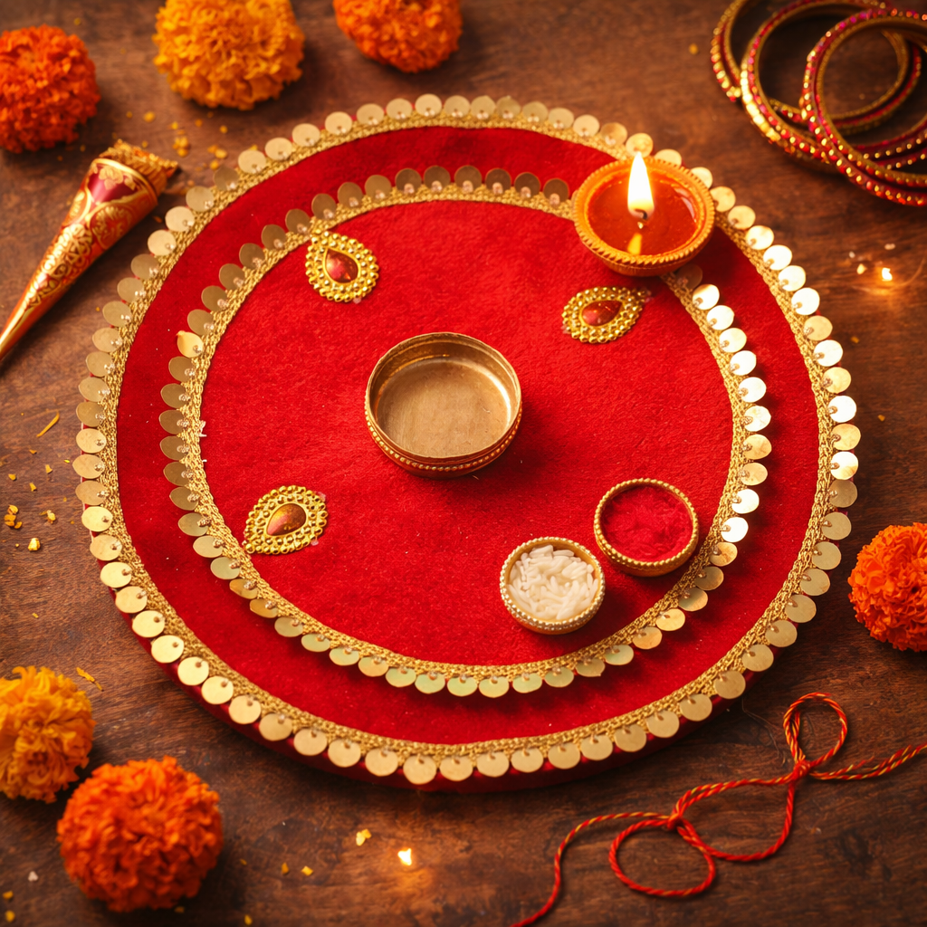 Premium red Bhaiya Dooj Tikka Thali