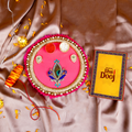 Handcrafted Peacock Bhai Dooj Puja Thali Set - Pink & Gold Elegance