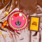 Handcrafted Peacock Bhai Dooj Puja Thali Set - Pink & Gold Elegance