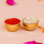 Handcrafted Floral Bhai Dooj Pooja Thali Set – Includes Designer Greeting Card and Sacred Moli Thread – Traditional Red & Gold Mirror Finish