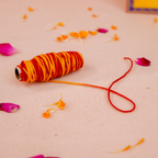 Handcrafted Floral Bhai Dooj Pooja Thali Set – Includes Designer Greeting Card and Sacred Moli Thread – Traditional Red & Gold Mirror Finish