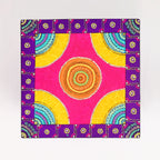 Hand-Painted Wooden MDF Chowki – Artisanal Purple Mandala Puja Bajot for Home Decor & Spiritual Rituals