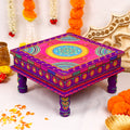 Exquisite Hand-Painted Meenakari Pooja Chowki – Vibrant Festive Pedestal