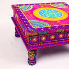 Exquisite Hand-Painted Meenakari Pooja Chowki – Vibrant Festive Pedestal