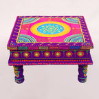 Exquisite Hand-Painted Meenakari Pooja Chowki – Vibrant Festive Pedestal