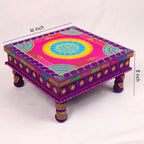 Exquisite Hand-Painted Meenakari Pooja Chowki – Vibrant Festive Pedestal