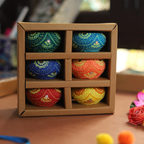 Hand-Painted Terracotta Diya Set of 6 – Vibrant Mandala Art Deepawali Lamps