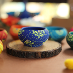 Hand-Painted Terracotta Diya Set of 6 – Vibrant Mandala Art Deepawali Lamps