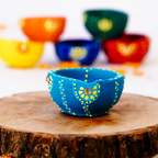 Hand-Painted Terracotta Diya Set of 6 – Vibrant Mandala Art Festive Lamps