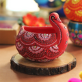 Hand-Painted Terracotta Diya – Artisan Mandala Tea Light Holder