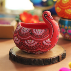 Hand-Painted Terracotta Diya – Artisan Mandala Tea Light Holder