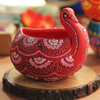 Hand-Painted Terracotta Diya – Artisan Mandala Tea Light Holder