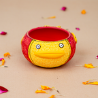 Hand-Painted Terracotta Red Fish Tealight Holder – Artisanal Home Decor & Festive Gift