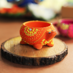 Hand-Painted Terracotta Animal Tealight Set – Artisanal 4-Piece Festive Home Decor Gift Box