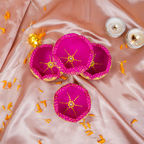 Hand-Painted Terracotta Lotus Diya Set – 4-Piece Artisanal Floral Oil Lamps for Festive Decor