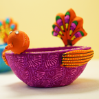 Hand-Painted Terracotta Rani Bird Tealight Diya – Artisanal Purple Bird Home Decor & Festive Gift