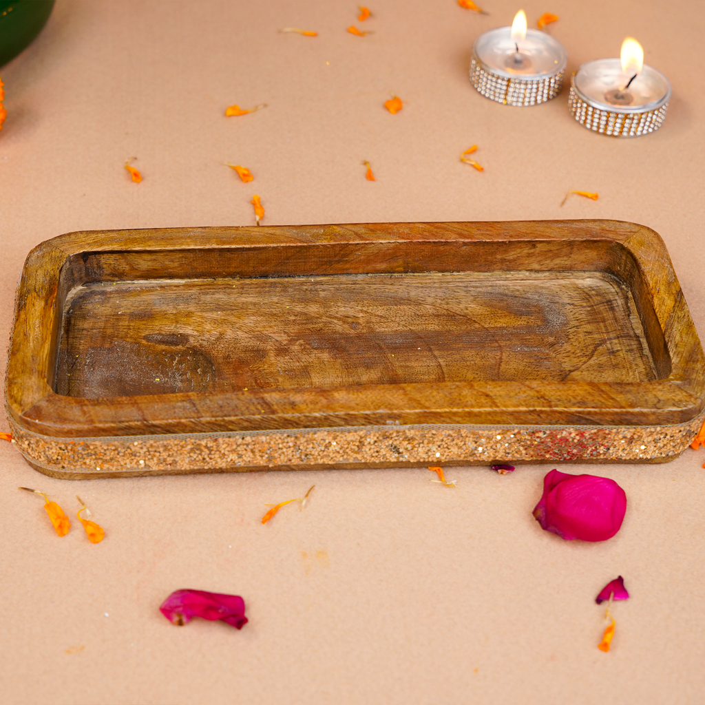 Festive Diwali Cracker Chocolate Gift Tray – Handcrafted Wooden Platter with Assorted Firecracker-Themed Chocolates, Terracotta Diyas, and Greeting Card