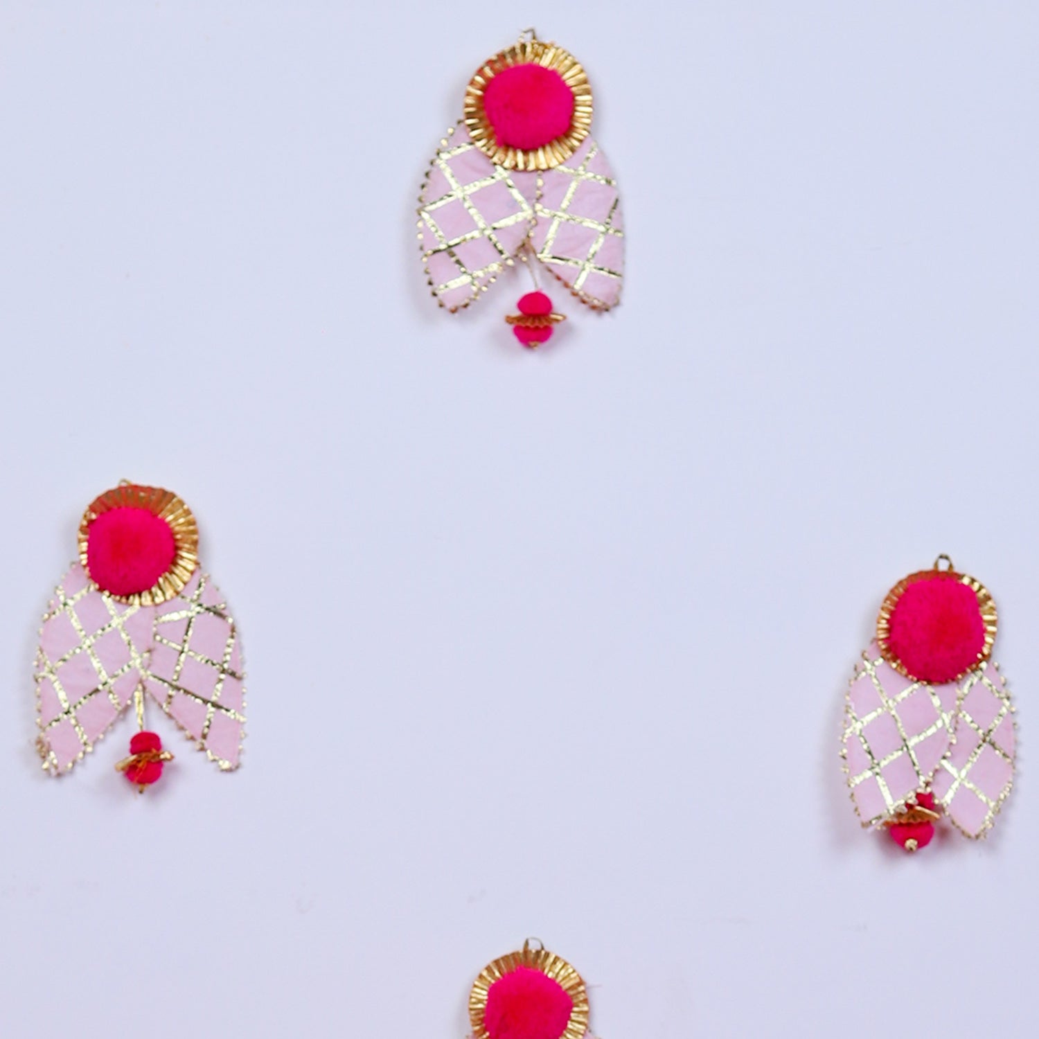 Handcrafted Gota Patti Flower Mandir Backdrop – Ethnic Pink Floral Wall Decor & Pooja Room Background Set