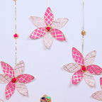 Handcrafted Gota Patti Flower Mandir Backdrop – Ethnic Pink Floral Wall Decor & Pooja Room Background Set