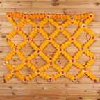 Handcrafted Marigold Jaal Mandir Backdrop – Yellow Genda Phool Net for Festive Pooja Decor