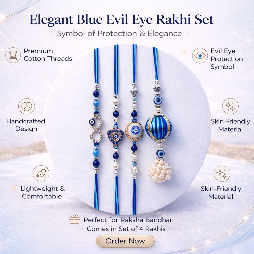 Assorted Evil Eye Designer Rakhi Set of 4