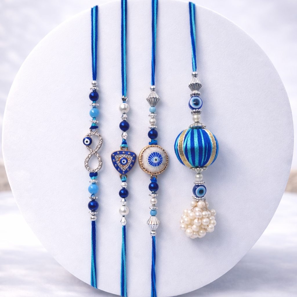 Assorted Evil Eye Designer Rakhi Set of 4