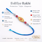 Blue Thread Rakhi with Red Stone Center