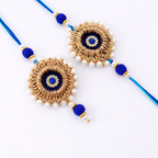 Gold-Wired Evil Eye Bhai-Bhabhi Rakhi Set