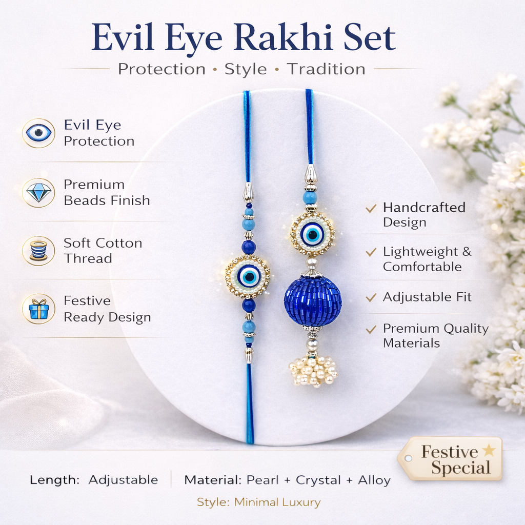 Blue Evil Eye Protection Bhaiya Bhabhi Rakhi