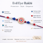 Circular Dial Red and Blue Evil Eye Rakhi