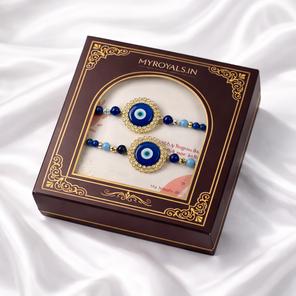 Blue Evil Eye Bhaiya Bhabhi Bracelet Set