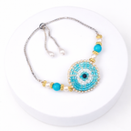 Turquoise Evil Eye Bhaiya Bhabhi Bracelet Set