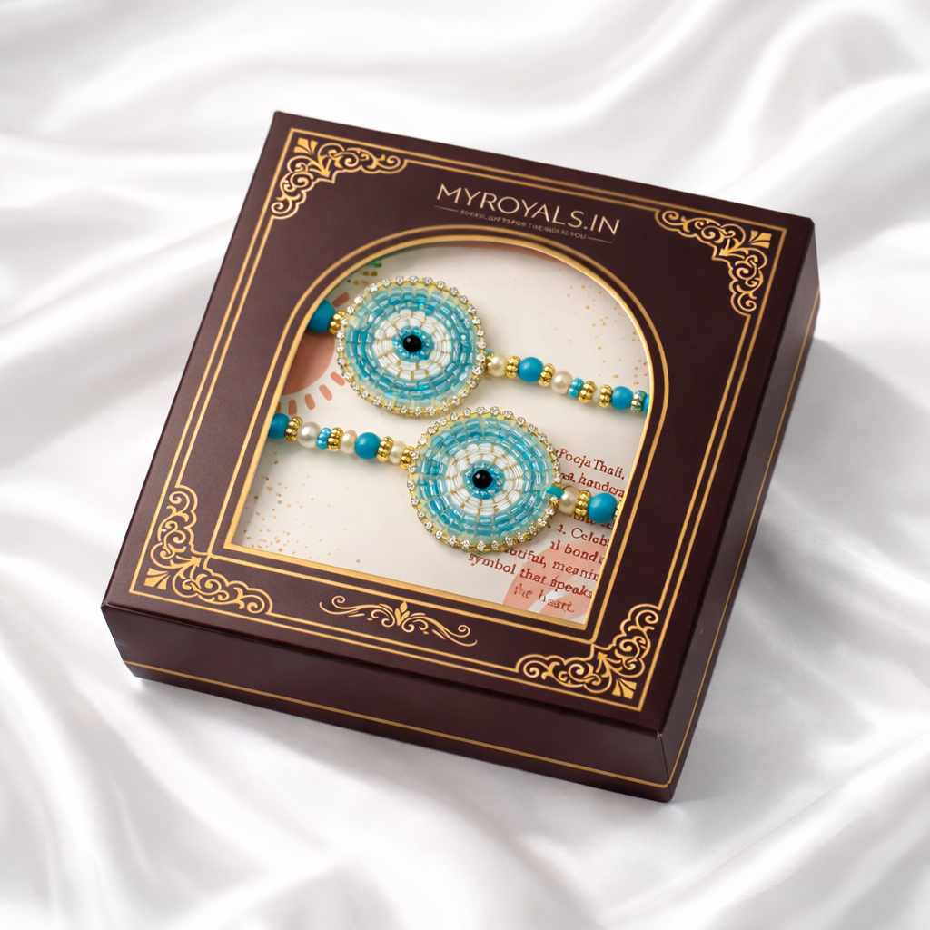 Turquoise Evil Eye Bhaiya Bhabhi Bracelet Set