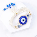 Evil Eye Pearl Bhaiya Bhabhi Rakhi Bracelet Set