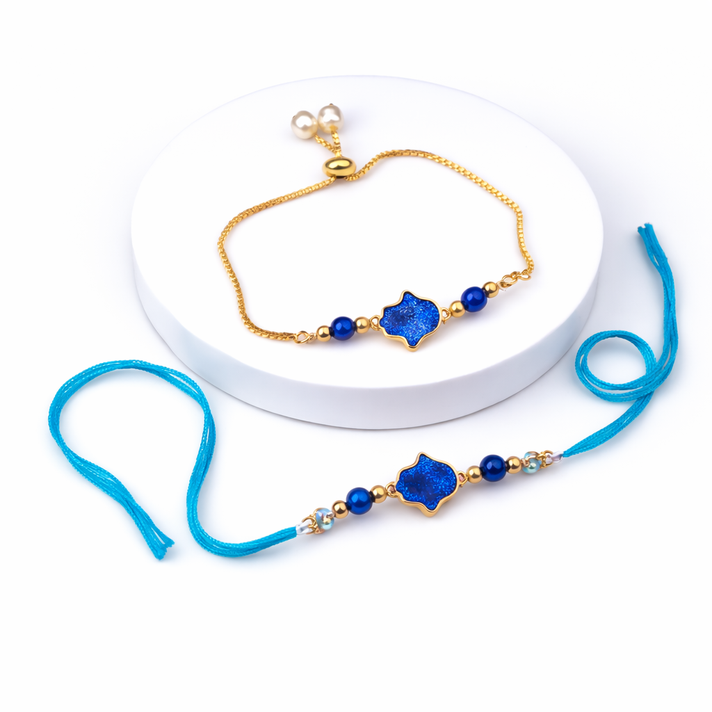 Blue Druzy Hamsa Bracelet