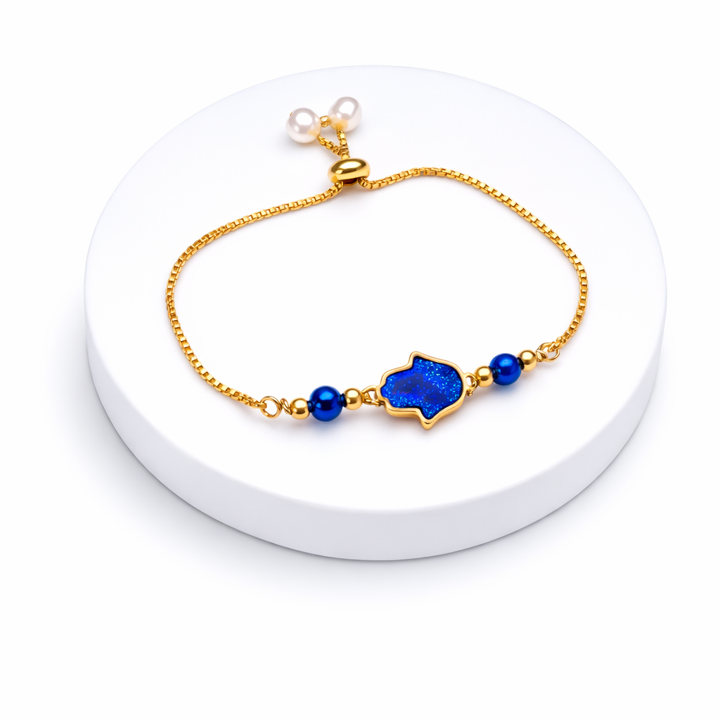 Blue Druzy Hamsa Bracelet