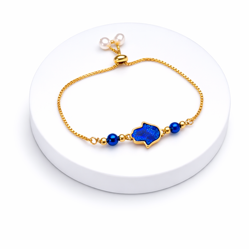 Blue Druzy Hamsa Bracelet