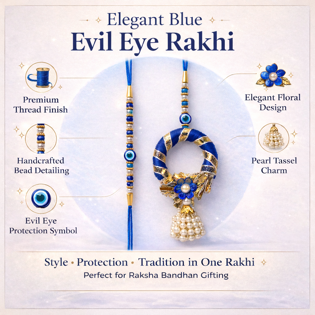 Evil Eye Bhai-Bhabhi Rakhi Set with Wreath Lumba