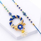 Evil Eye Bhai-Bhabhi Rakhi Set with Wreath Lumba