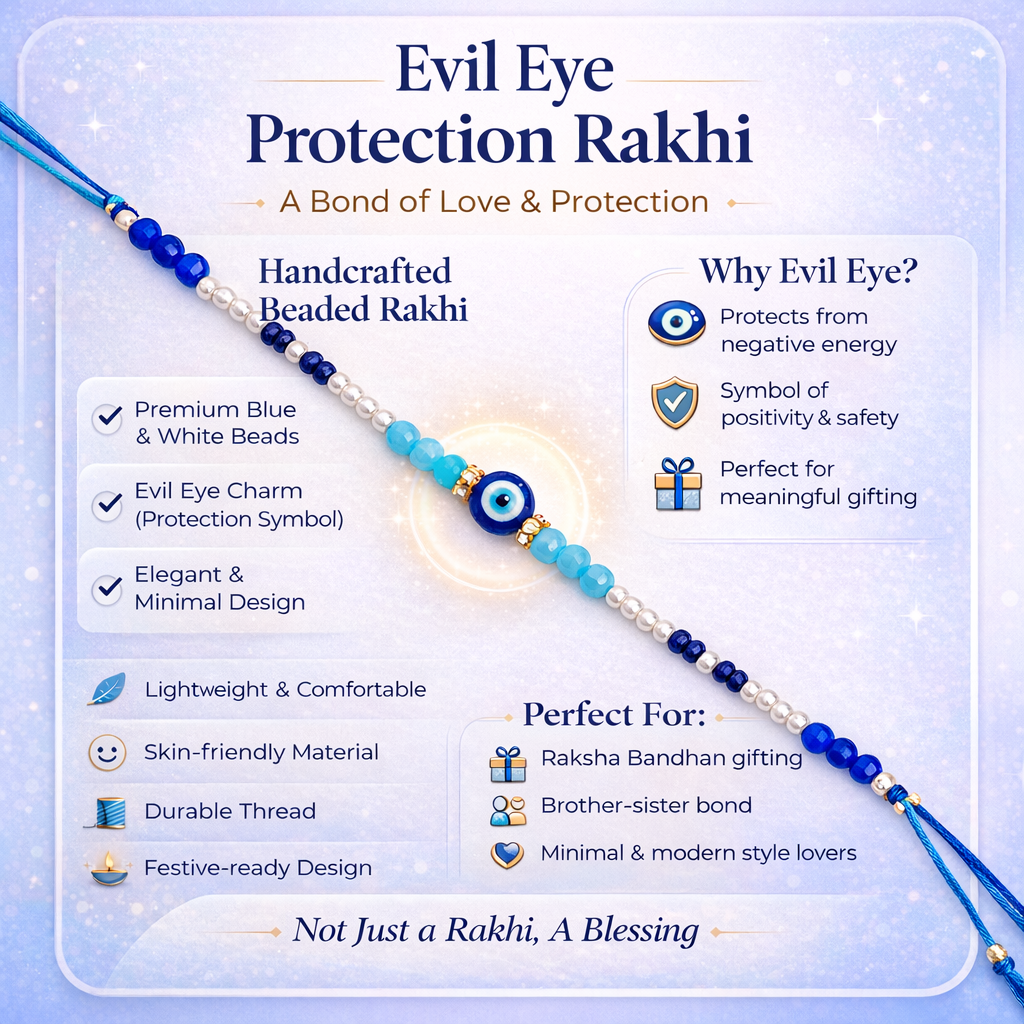 Minimalist Evil Eye Beaded Designer Rakhi