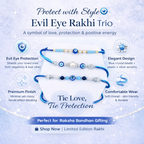 Triple Evil Eye and Pearl Beaded Rakhi Set