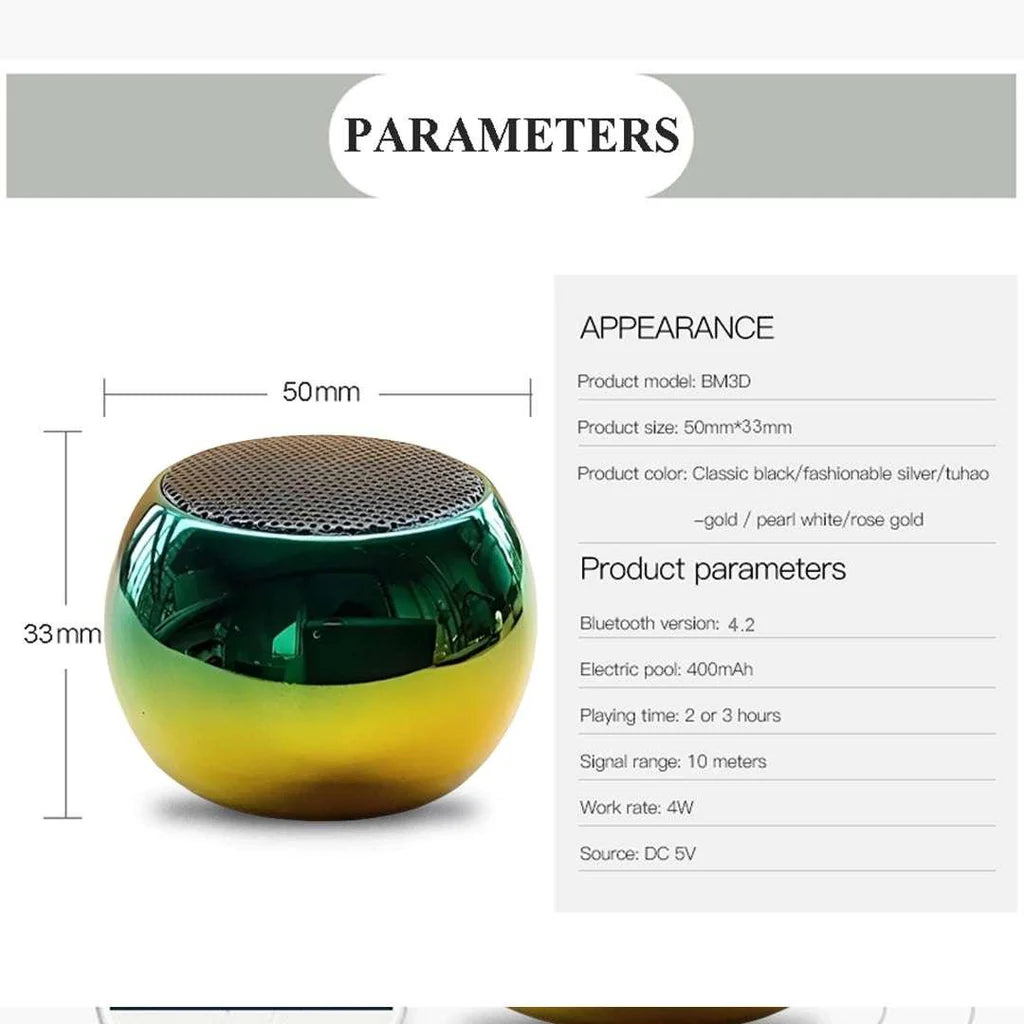 TecSox Mini Bluetooth Speaker – 360° Crystal Clear Sound & Deep Bass