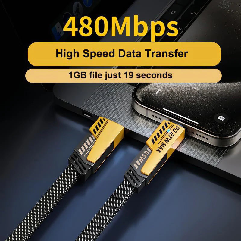Universal 4-in-1 Braided Fast Charging Cable – 65W High-Speed Power