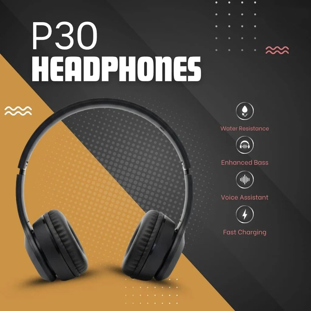 P30 Bluetooth Headphones – Powerful Audio, Deep Bass & IPX6 Water Resistance