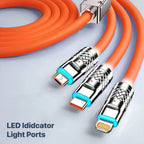 Universal 3-in-1 Fast Charging Cable – 120W High-Speed Liquid Silicone