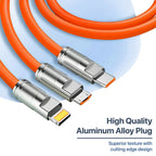 Universal 3-in-1 Fast Charging Cable – 120W High-Speed Liquid Silicone
