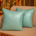 Premium Teal Gold Cushion Covers Set of 2