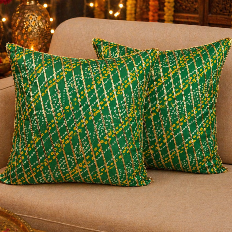 Premium Green Festive Sofa Cushion Covers set of 2